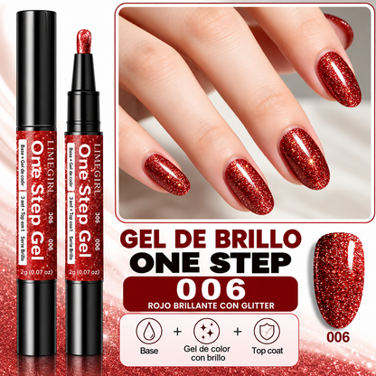 Uñas brillantes de fiesta en un solo paso