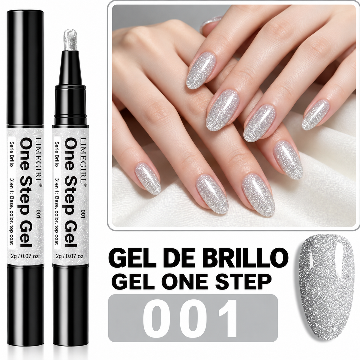 Uñas brillantes de fiesta en un solo paso