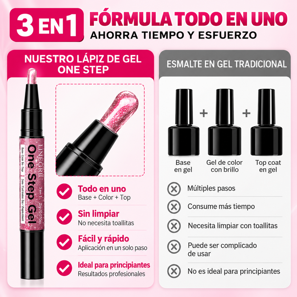 Uñas brillantes de fiesta en un solo paso