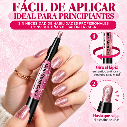 Uñas brillantes de fiesta en un solo paso